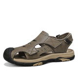 Plus Size Beach Shoes, Breathable Leather Sandals for Men