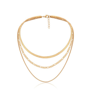 Punk Geometric Snake Bones Chain. Multi-layer Necklace