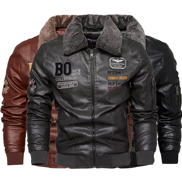 Men's Casual Fashion Leather Slim Fit Leather Jacket Coat