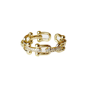 Women's Simple Vachette Clasp Fashion Adjustable Chain Hollow Opening Ring