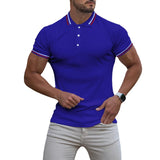 Slim Fit, Flat Knit, Casual Short Sleeve, Polo Shirt