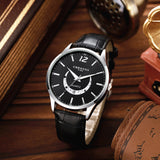 Men's Fashion Quartz Watch, Genuine Leather Strap