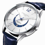 Men's Fashion Quartz Watch, Genuine Leather Strap