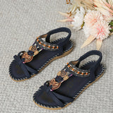 Bohemian Thong Sandals, Summer Fashion Flowers Flat Beach Shoes for Women