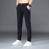 Business Casual Elastic Loose Straight, Slim Fit Suit Pants