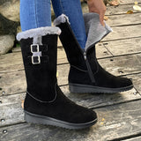 Fleece-lined, Thick Mid-calf, Martin Boots Wedge Heel