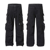 High Street Multi-pocket, Heavy Industry Washed, Old-fashioned Cargo Jeans