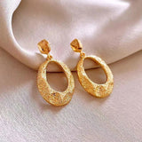 Metal Irregular Oval Geometric Vintage Earrings for Women