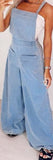 Sexy Women’s Suspender Jumpsuit – Casual Stitching Detail Fashion Overalls