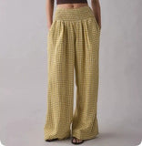 Loose-fit, Ruched, High-waisted, Straight-leg Women's Trousers