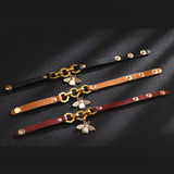 Personality New Chain, Small Bee PU Leather Pearl Bracelet