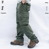 Multi-pocket Workwear Casual Trousers, Straight Men's Regular Fit Pants