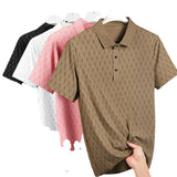 Men’s Seamless Ice Silk Polo Shirt, Short Sleeve Plus Size Summer Top