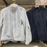 Coral Fleece Cardigan, Stand Collar Jacket, Warm Coat for Women