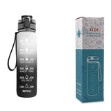 Tritan Water Bottle with Time Marker Bounce Cover, Motivational Water Bottle with Leakproof Lid for Sports Cycling and Outdoors