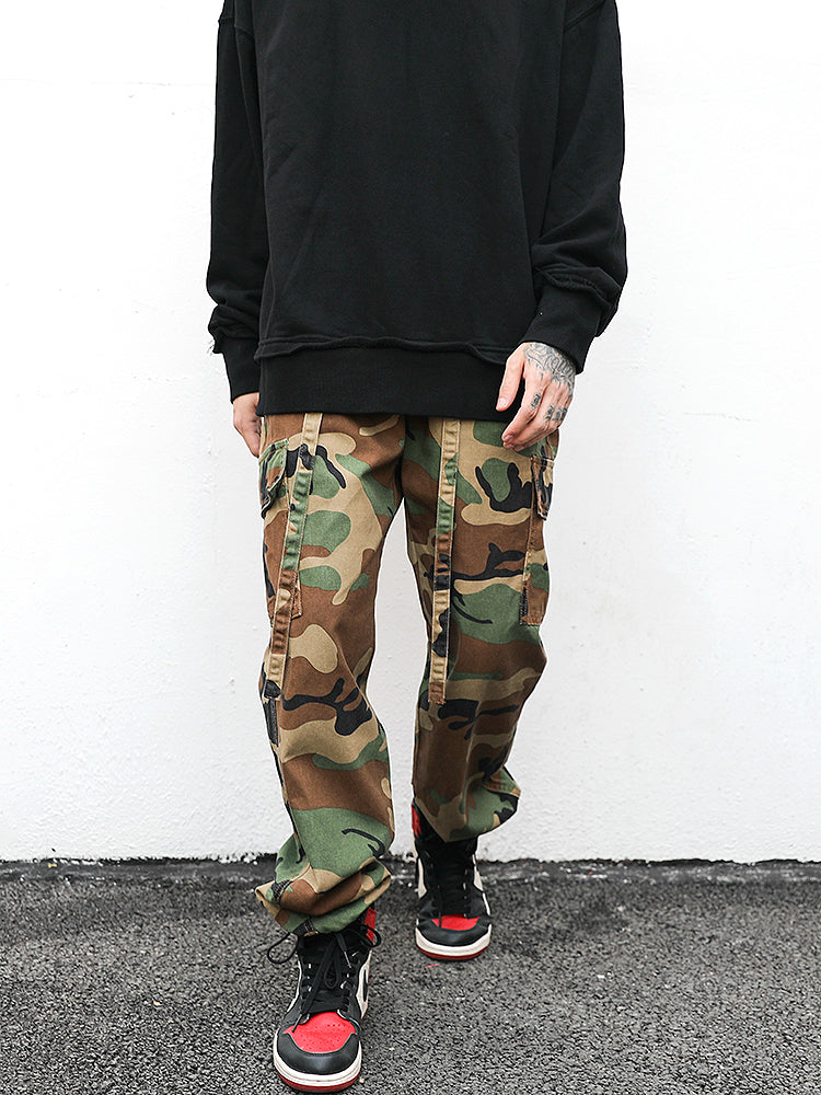 Camouflage Floating Rope Belt, Straight Loose Trousers – Sociable ...