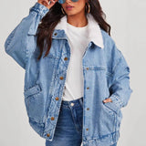 Women's Denim Jacket, Fur Collar Denim Coat