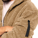Plush Hooded Jacket, Men's Autumn and Winter Fleece Double-sided Wear, Warm Coat with Zipper, Loose Casual Jacket, Outdoor Clothing