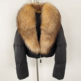 Fox Fur Collar Thick Short Down Jacket