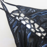 Women's Patent Leather, One-piece Underwear Set
