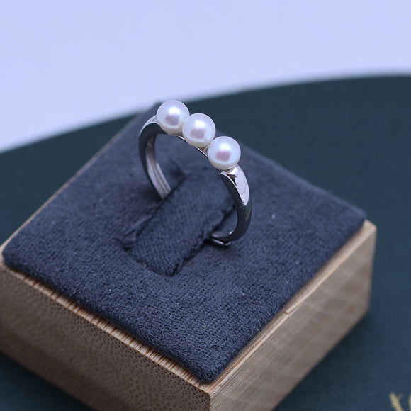 Fresh Water 4-45mm White Perfect Circle Strong Light Almost Flawless Pearl Ring