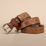 Men’s Vegetable-tanned Top-grain Leather Belt with Solid Brass Buckle