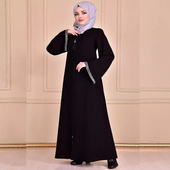Middle East Dubai Turkish Jalabiya Zipper Jabla Cardigan Robe
