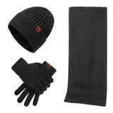 Thermal Knitting Cap, Scarf and Gloves, Three-piece Set