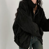 Autumn Winter Retro Warm Deerskin Velvet Double Zipper Coat or Jacket