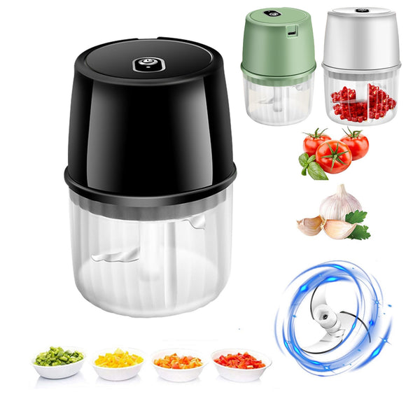 USB Rechargeable Electric Garlic Press, Portable Wireless Food Chopper Mini Complementary Food Mixer