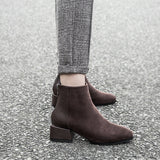 Retro Square Heel Pointed Toe Ankle Boots, Fashion Versatile Chelsea Women's Shoes