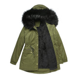 Hooded Warm Jacket with Fur Collar, Loose Cotton Coat
