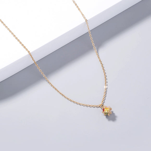 Exaggerated Niche Rotating Rubik Cube, Colorful Zircon Pendant Necklace