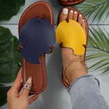 Casual Color-matching Clip-toe Sandals, Summer Outdoor Personalized Flat Slippers, Women's Flip Flops