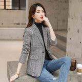 Plaid Women's Waist-slimming Casual Coat