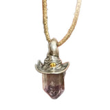 Retro Witch Hat, Amethyst Hexagonal Stone Necklace