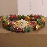 Natural Tourmaline Double Ring Jade Twin Bracelet – Luxury Women’s Jewelry