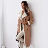 Women's Fashion Winter Trench Overcoat – Belted, Double-breasted, Mid-length Lapel Design