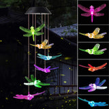 Outdoor Solar Wind Chime Lamp Hummingbird Butterfly Ball Garden Decoration