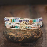 Couple Bracelet with Natural Stones – Handwoven Multi-layer Tree of Life Design