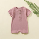 Baby Summer Short Sleeve Romper – Soft Cotton Button Bodysuit for Infants
