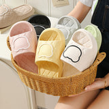 Rhombus Design Bear Slippers, Indoor Non-slip Thick Soles, Bedroom Bathroom Slippers for Women and Men, Cute House Flats