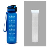 Tritan Water Bottle with Time Marker Bounce Cover, Motivational Water Bottle with Leakproof Lid for Sports Cycling and Outdoors