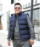 Plus Size Trendy Vest, Men's Warm Puffer, No-sleeves Jacket
