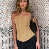 Skinny Sleeveless Tube Top, Women's Summer New Mesh Crop Tank, Party Streetwear Chest Corset