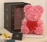 Valentine's Day Gift Rose Bear, Eternal Flower Rose Teddy Bear, PE Foam Toy for New Year's Eve