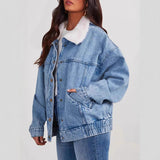 Women's Denim Jacket, Fur Collar Denim Coat