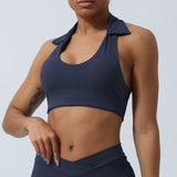 Women's Solid Color Lapel Halter Yoga Vest