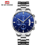 Men's Waterproof Black Fine Steel with Business Casual Calendar Quartz Watch