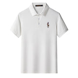 Cotton Embroidered Lapel Stretch Short-sleeved T-shirt
